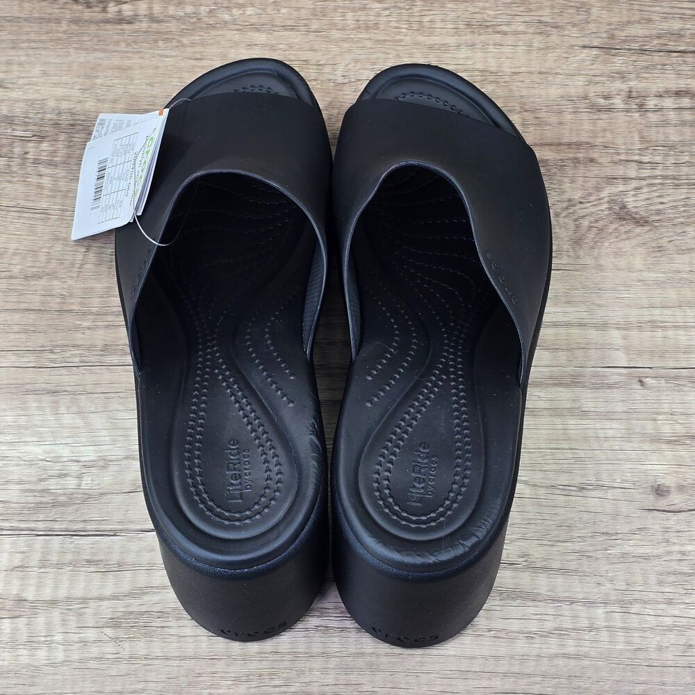 Crocs Brooklyn Slide Heel Women's Size 10 Black Platform Shoes NEW - Picture 5 of 9